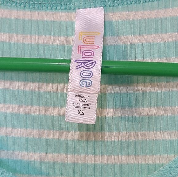 NWT LuLaRoe Lynnae Ribbed Sweater T Long Sleeves Mint Green Stripe Size XS - Picture 3 of 4